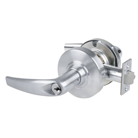 Grade 1 Entrance Lock, Athens Lever, Standard Cylinder, Extended Equally For 2-1/4-in Door, Satin Ch